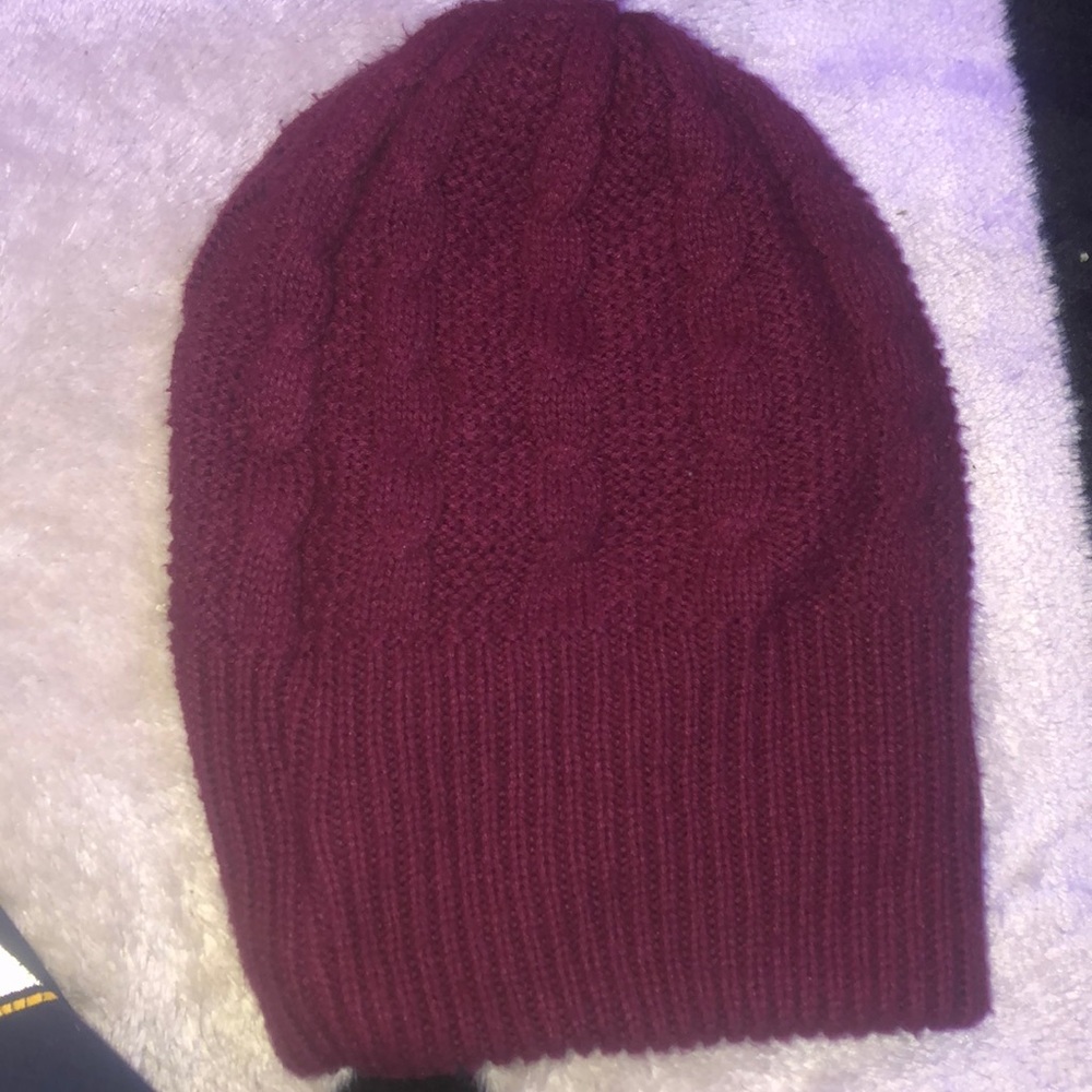 Red knit beanie